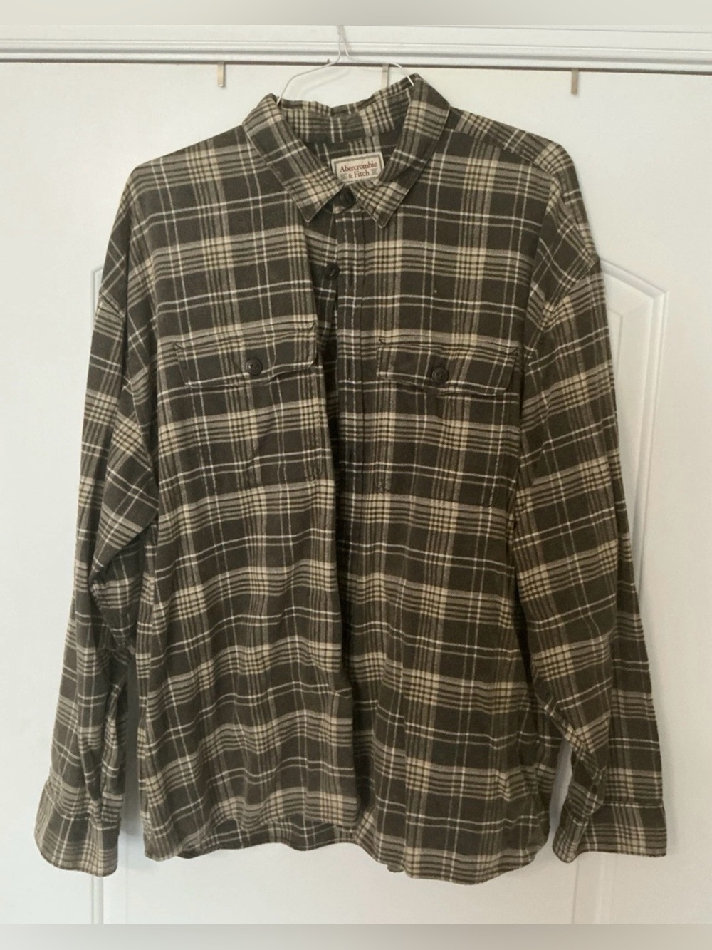 Size XXL - Abercrombie & Fitch Soft Cotton Green Plaid Button Flannel Shirt